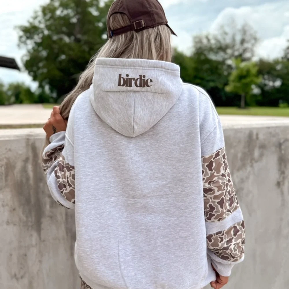 Gray Hoodie w/Camo Sleeve Accent - Picture 2 of 6